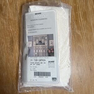 Vintage Sears Window‎ Tier Curtain Natural Ivory Grandmas Cottagecore
